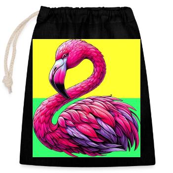 Flamingo - Verschließbarer Geschenkbeutel aus Baumwolle (25x30cm) - Schwarz - Vorne