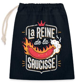 La Reine de la Saucisse - Sac cadeau en coton avec cordon (25 x 30 cm) - bleu marine - Devant