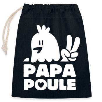 Papa Poule - Sac cadeau en coton avec cordon (25 x 30 cm) - bleu marine - Devant