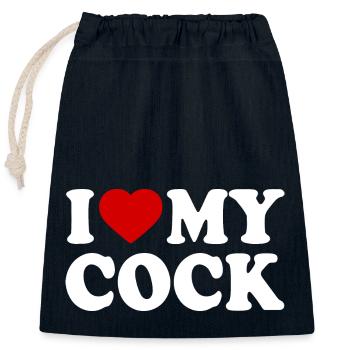 I love my cock - Closable cotton gift bag (25x30cm) - navy - Front