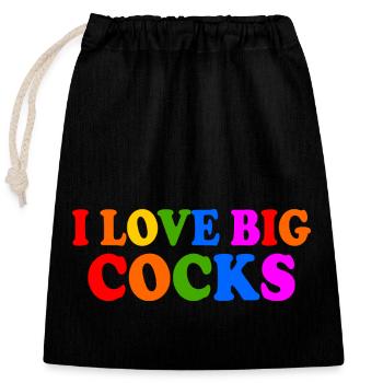 I love big cocks - Closable cotton gift bag (25x30cm) - black - Front