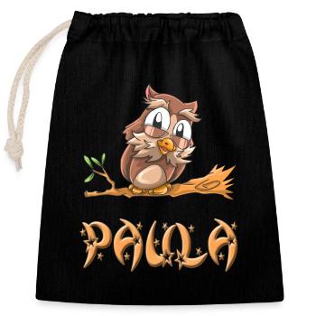 Owl Paula - Closable cotton gift bag (25x30cm) - black - Front