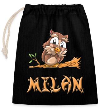 Owl Milan - Closable cotton gift bag (25x30cm) - black - Front
