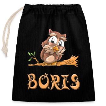 Hibou Boris - Sac cadeau en coton avec cordon (25 x 30 cm) - noir - Devant