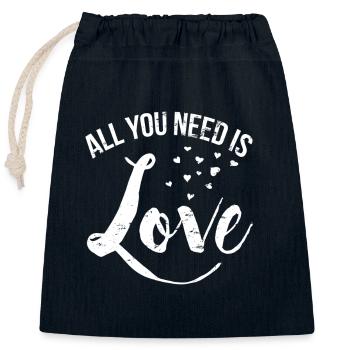 Alles was Du brauchst ist Liebe - Valentine - Verschließbarer Geschenkbeutel aus Baumwolle (25x30cm) - Navy - Vorne