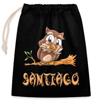 Owl Santiago - Sac cadeau en coton avec cordon (25 x 30 cm) - noir - Devant