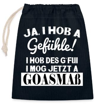 I MOG JETZT A GOASMAß - Verschließbarer Geschenkbeutel aus Baumwolle (25x30cm) - Navy - Vorne