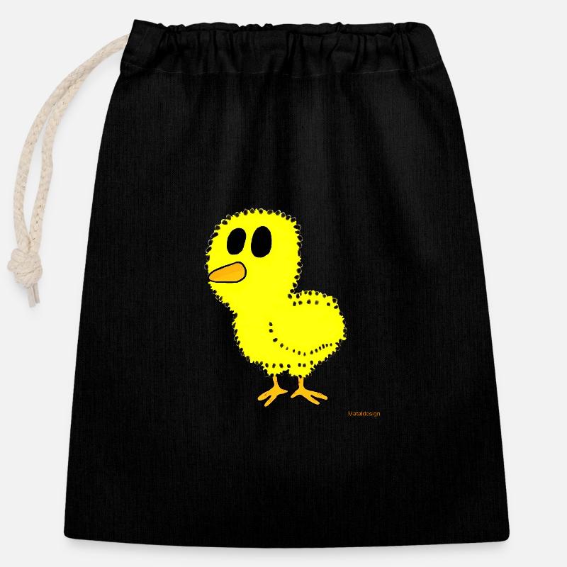 Chick / hatchling - Closable cotton gift bag (25x30cm) - black