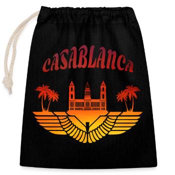 Casablanca Palace with Palm Trees / Morocco Gift - Closable cotton gift bag (25x30cm) - black - Front