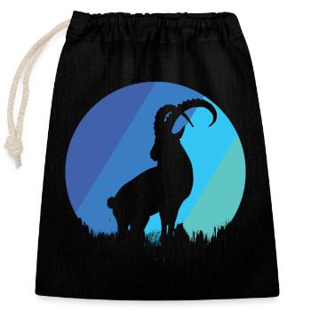 Capricorne - Sac cadeau en coton avec cordon (25 x 30 cm) - noir - Devant