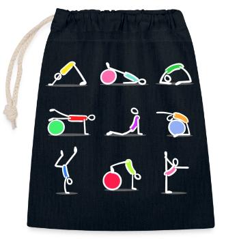 Entraînement de pilates - Sac cadeau en coton avec cordon (25 x 30 cm) - bleu marine - Devant