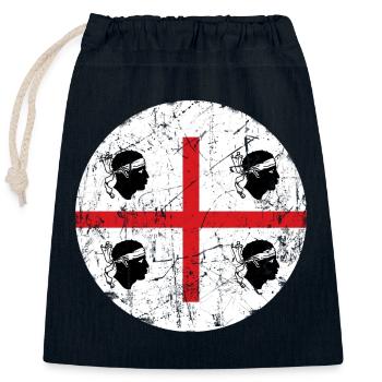 Effet vintage rosette de Sardaigne - Sac cadeau en coton avec cordon (25 x 30 cm) - bleu marine - Devant