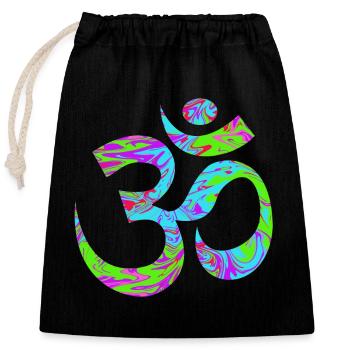 Om - Aum vert psychédélique - Sac cadeau en coton avec cordon (25 x 30 cm) - noir - Devant