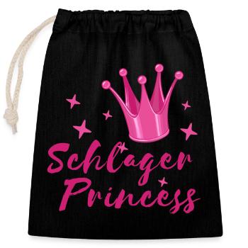 Schlager Princess folk music Schlagerfan Krone - Closable cotton gift bag (25x30cm) - black - Front