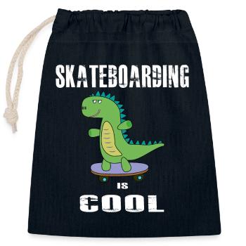 Skateboarding is cool, Dinosaurier, Dino, T-Rex - Verschließbarer Geschenkbeutel aus Baumwolle (25x30cm) - Navy - Vorne