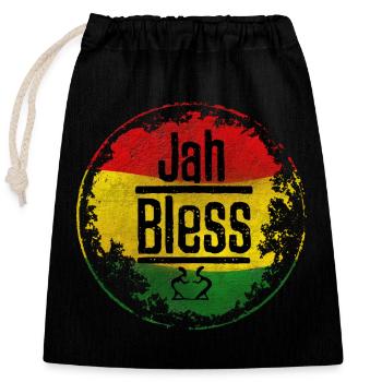 Jah Bless Symbole rouge-jaune-vert - Sac cadeau en coton avec cordon (25 x 30 cm) - noir - Devant