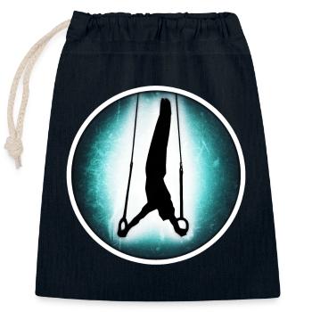 Turnen - Ringe - Verschließbarer Geschenkbeutel aus Baumwolle (25x30cm) - Navy - Vorne