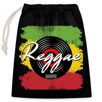 Reggae Schallplatte Vibes - Verschließbarer Geschenkbeutel aus Baumwolle (25x30cm) - Schwarz - Vorne