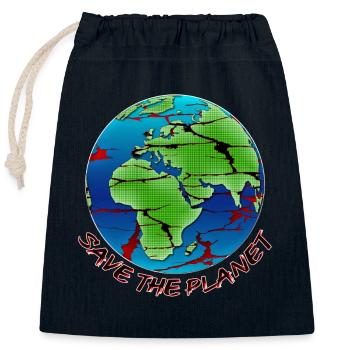 Environmental Protection - Save the Planet - Closable cotton gift bag (25x30cm) - navy - Front