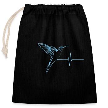Hummingbird effect heartbeat blue - Closable cotton gift bag (25x30cm) - black - Front
