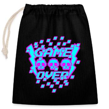 Game Over Pixel - Sac cadeau en coton avec cordon (25 x 30 cm) - noir - Devant