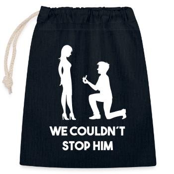 Bachelor Party Wedding Party Funny Saying - Closable cotton gift bag (25x30cm) - navy - Front