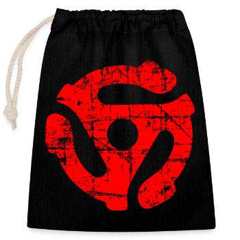 45 R.P.M. Record Adaptor Vintage Rouge - Sac cadeau en coton avec cordon (25 x 30 cm) - noir - Devant