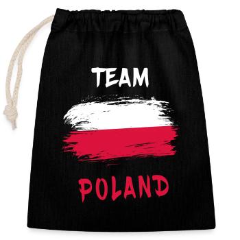 Team Polen / Flagge - Verschließbarer Geschenkbeutel aus Baumwolle (25x30cm) - Schwarz - Vorne