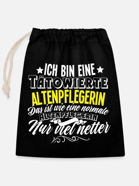 Altenpflegerin Tattoo - Verschließbarer Geschenkbeutel aus Baumwolle (25x30cm) - Schwarz