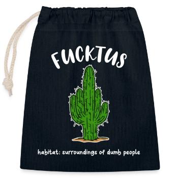 Kaktus Fucktus Lustig Humorvoll Spruch Dumm Blöd - Verschließbarer Geschenkbeutel aus Baumwolle (25x30cm) - Navy - Vorne