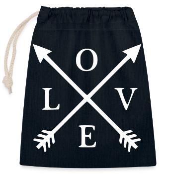 Love - Closable cotton gift bag (25x30cm) - navy - Front