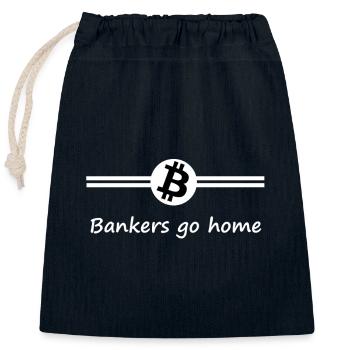 Bitcoin - Closable cotton gift bag (25x30cm) - navy - Front