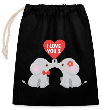 Elefant Elefanten Valentinstag Herz Liebe Geschenk - Verschließbarer Geschenkbeutel aus Baumwolle (25x30cm) - Schwarz - Vorne