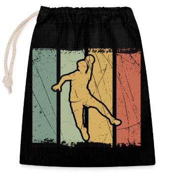 Handball bounce in colour blocks - Closable cotton gift bag (25x30cm) - black - Front