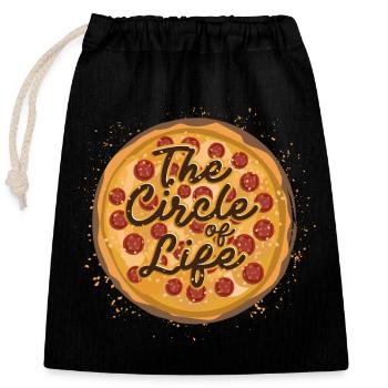 Pizzeria nourriture énonciations pizza salami salami pizza - Sac cadeau en coton avec cordon (25 x 30 cm) - noir - Devant