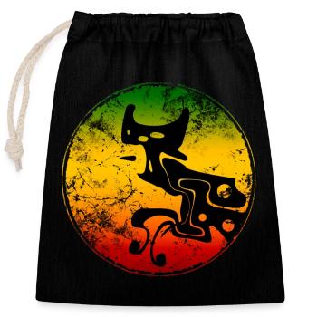 Abstrakte Wildcat Silhouette in Reggaefarben - Verschließbarer Geschenkbeutel aus Baumwolle (25x30cm) - Schwarz - Vorne