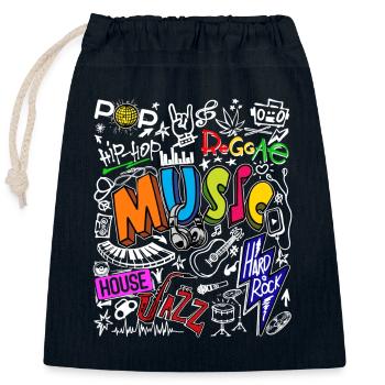 Festival de concert de rock rock hard rock punk hip hop - Sac cadeau en coton avec cordon (25 x 30 cm) - bleu marine - Devant