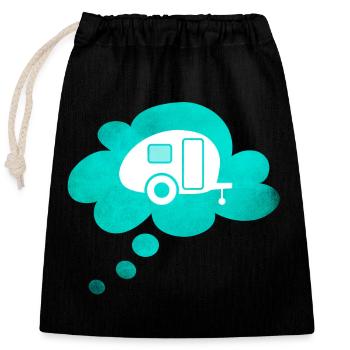 Caravan Wolke Traum Wohnwagen Campingplatz Fan - Verschließbarer Geschenkbeutel aus Baumwolle (25x30cm) - Schwarz - Vorne