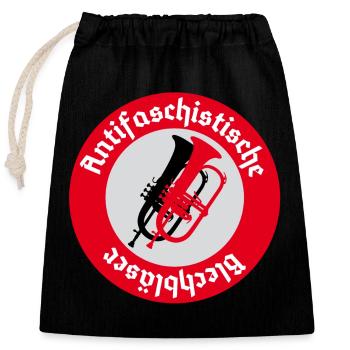 Antifaschistische Flügelhornbläser pfade - Verschließbarer Geschenkbeutel aus Baumwolle (25x30cm) - Schwarz - Vorne