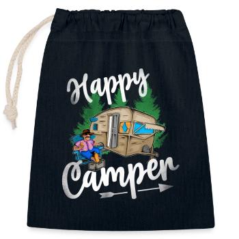Happy Camper - Verschließbarer Geschenkbeutel aus Baumwolle (25x30cm) - Navy - Vorne