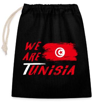 We are Tunesien Design / Geschenkidee - Verschließbarer Geschenkbeutel aus Baumwolle (25x30cm) - Schwarz - Vorne