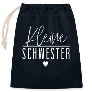 Little sister - Closable cotton gift bag (25x30cm) - navy - Front