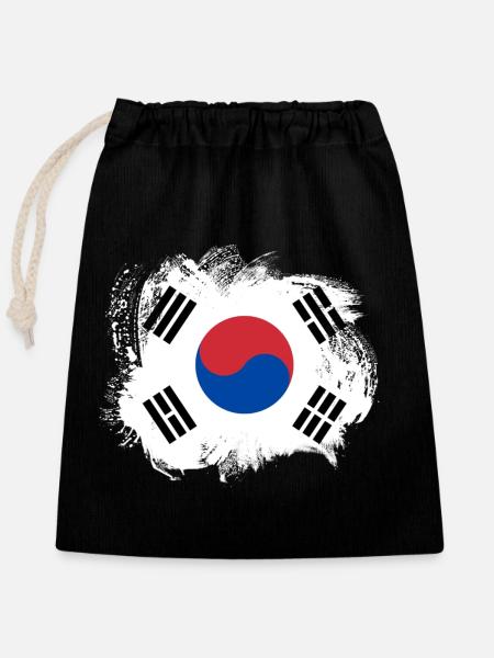 SouthKorea-Flagge - Verschließbarer Geschenkbeutel aus Baumwolle (25x30cm) - Schwarz