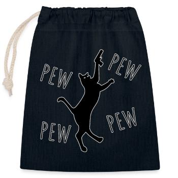 Chat drôle avec des fusils animaux drôles - Sac cadeau en coton avec cordon (25 x 30 cm) - bleu marine - Devant