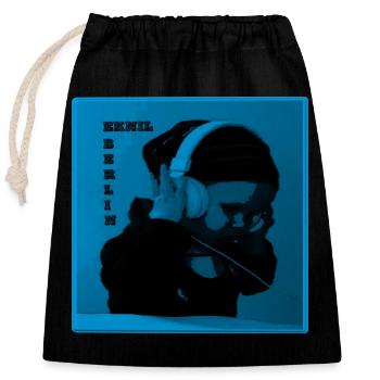 DJ music headphones V.2 - Closable cotton gift bag (25x30cm) - black - Front