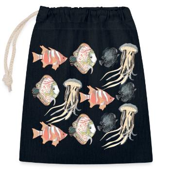 MOTIF DE SEALIFE - Sac cadeau en coton avec cordon (25 x 30 cm) - bleu marine - Devant