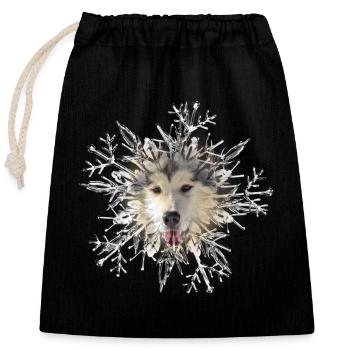 Malamute Crystal - Closable cotton gift bag (25x30cm) - black - Front