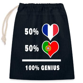 France and Portugal 100% awesome / gift - Closable cotton gift bag (25x30cm) - navy - Front