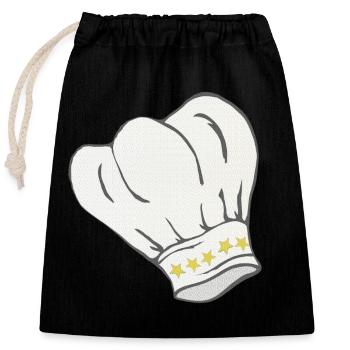 Toque de chef motif étoile, cuisine, cadeau homme - Sac cadeau en coton avec cordon (25 x 30 cm) - noir - Devant