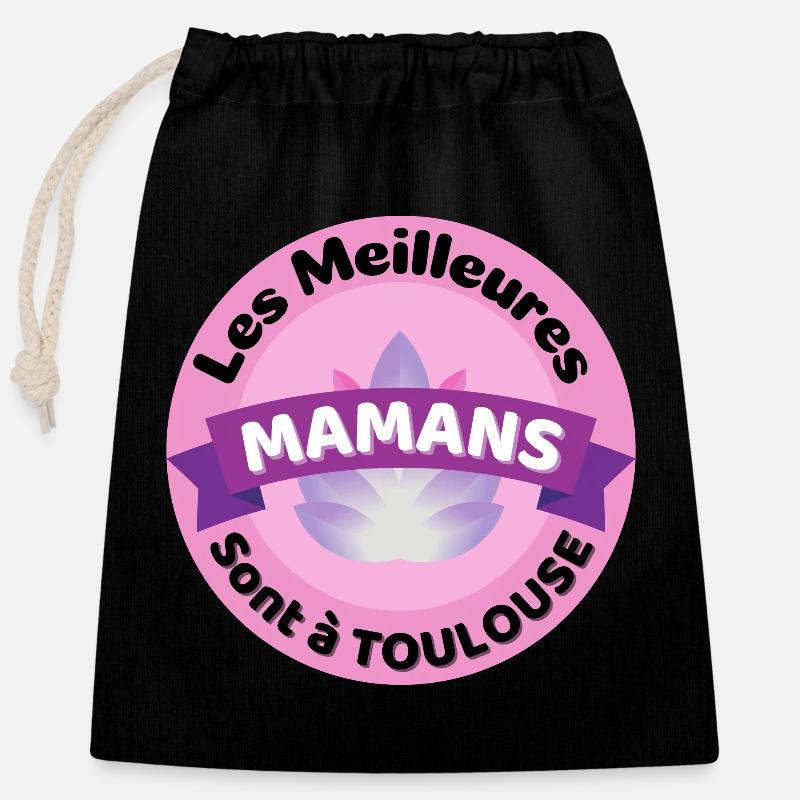 Les meilleures Mamans sont à Toulouse - Sac cadeau en coton avec cordon (25 x 30 cm) - noir